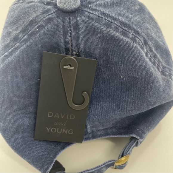 NWT David And Young Blue Acid Wash White Smiley Face Baseball Hat Adjustable - Picture 8 of 8